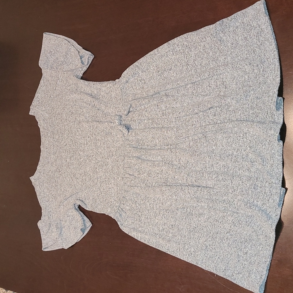 Soft Stretch Knit Salt & Pepper Capped Sleeve Dress Girls Size Lrg 10/12